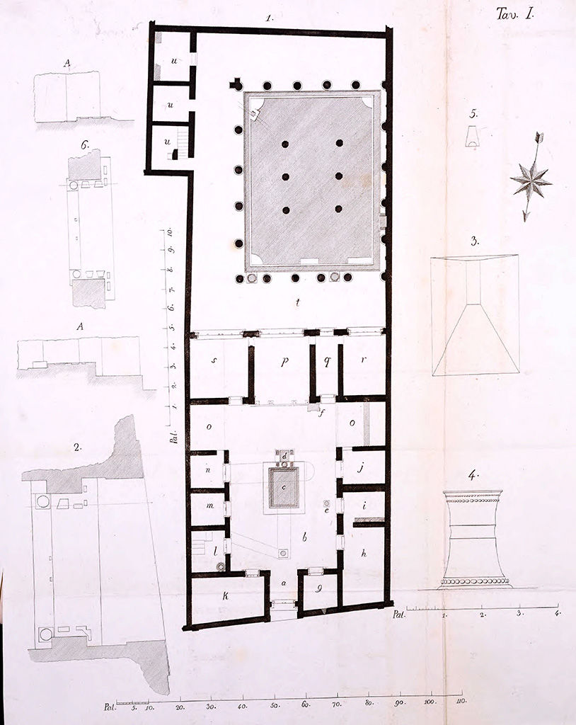 VII.4.57 Pompeii. Casa dei Capitelli Figurati. Plan published by Avellino in 1837 VII.4.57 Pompeii. Casa dei Capitelli Figurati. Plan published by Avellino in 1837